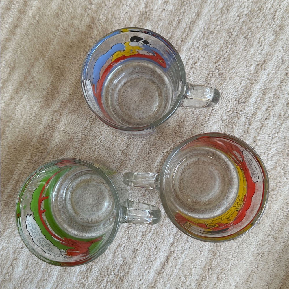Set 3 McDonalds Garfield 1978 Clear Glass Mugs Cups Jim Davis Vintage McDonalds - Picture 10 of 16